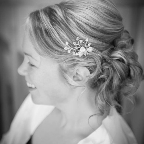 Liberty Pin worn in the side of wedding hair
