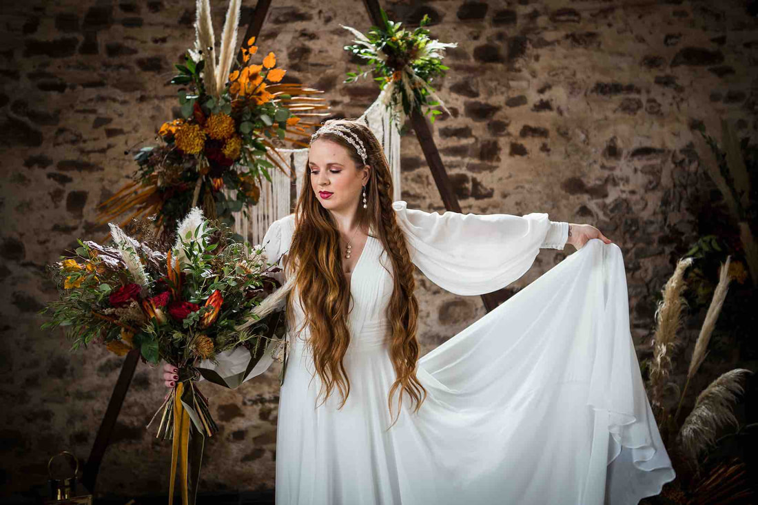 Autumn Bride flowing dress