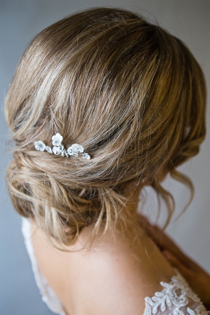 Perla Hairpin pins easily in an updo hairstyle