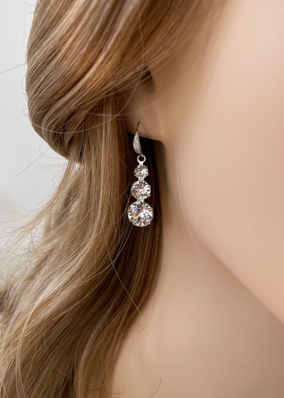 Cate” Pave Crystals Pear-Shaped Drop Earrings - DSF Jewels